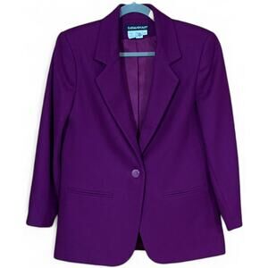 Vintage 90s Savannah Wool Blazer Plum Purple Lined Career Jacket Women’s Size 4P